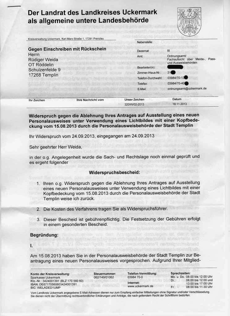 Das Wort zum Freitag – Weida ./. Stadt Templin VI